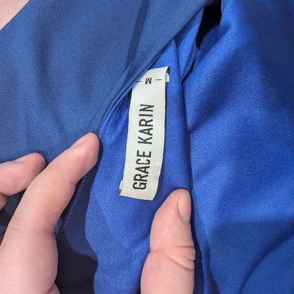 Grace Karin Elegant Asymmetrical Navy Dress - Picture 3 of 3